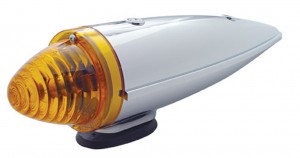 Chrome Plastic Torpedo Incandescent Cab Light - Amber