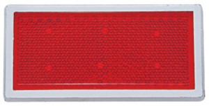 3 1/2" X 1 2/3" Rectangular Quick Mount Reflector W/ Chrome Bezel - Red