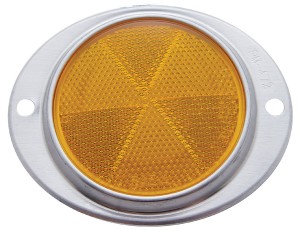 3 3/16" Round Reflector W/ Aluminum Mounting Base - Amber