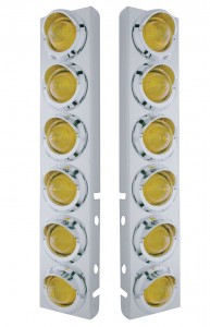 (2/Bulk) Stainless Steel Peterbilt 12 Led Cutout Air Cleaner Light Bracket W/ 2" Incandescent Beehive Light & Cr. Pl. Visor