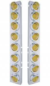 (2/Bulk) Stainless Steel Peterbilt 16 Led Cutout Air Cleaner Light Bracket W/ 2" Incandescent Beehive Light & Cr. Pl. Visor