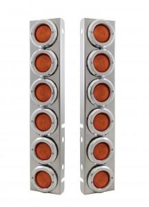 (2/Bulk) Stainless Steel Peterbilt 12 Led Cutout Front Air Cleaner Light Bracket W/ 2" Incandescent Flat Light & Cr. Pl. Bezel