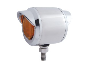 Stainless Steel Double Face Housing W/ Two 13 Led 2 1/2" Flat Lt & Visor - Amber Led/ Amber Lens & Red Led/Red Lens