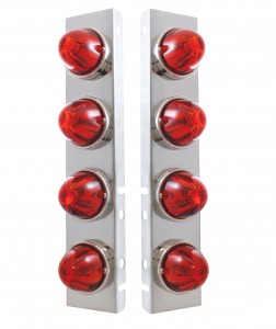 (2/Bulk) Stainless Steel Peterbilt 8 Led Cutout Air Cleaner Light Bracket W/ Watermelon Glass Lens - Dark Amber