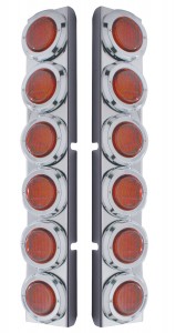 (2/Bulk) Stainless Steel Peterbilt 12 Light Cutout Rear Air Cleaner Light Bracket W/ 2" Incandescent Flat Light W/ Cr Bezel - Red