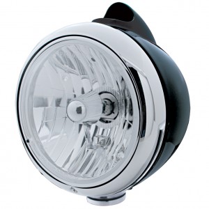Black "Guide" Peterbilt Headlight - Crystal H4 Halogen