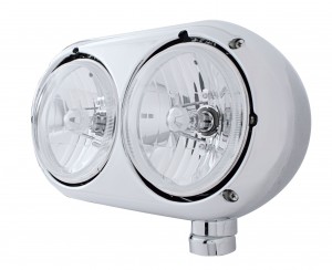 Polished Aluminum Peterbilt 359 Crystal Halogen Dual Headlight - Passenger