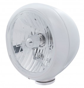 Chrome Classic "Guide" Headlight - Crystal H4 Halogen Bulb