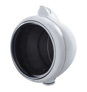 Stainless Steel "Guide" Peterbilt Headlight W/ 5 Amber Led Vintage 682-C Series 2 Top Mount Light - Clear Lens