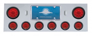 Stainless Steel Rear Center Lt Panel W/ Two 10 Led 4" & Six 13 Led 2 1/2" Flat Lt W/ Grommet - Red Led/Red Lens