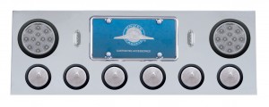 Stainless Steel Rear Center Lt Panel W/ Two 12 Led 4" & Six 13 Led 2 1/2" Beehive Lt W/ Grommet - Red Led/Clear Lens