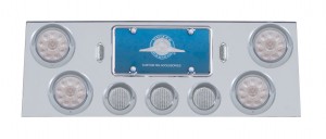 Stainless Steel Rear Center Lt Panel W/ Four 10 Led 4" & Three 13 Led 2 1/2" Flat Lt W/ Visor - Red Led/Clear Lens
