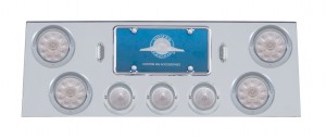 Stainless Steel Rear Center Lt Panel W/ Four 10 Led 4" & Three 13 Led 2 1/2" Bhive Lt W/ Visor - Red Led/Clear Lens