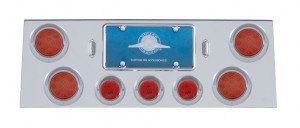 Stainless Steel Rear Center Lt Panel W/ Four 12 Led 4" & Three 13 Led 2 1/2" Flat Lt W/ Visor - Red Led/Red Lens