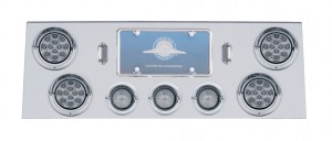 Stainless Steel Rear Center Lt Panel W/ Four 12 Led 4" & Three 13 Led 2 1/2" Bhive Lt W/ Visor - Red Led/Clear Lens