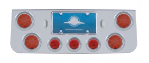 Chrome Rear Center Lt Panel W/ Four 12 Led 4" & Three 13 Led 2 1/2" Flat Lt W/ Visor - Red Led/Red Lens