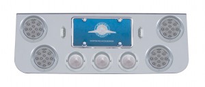 Chrome Rear Center Lt Panel W/ Four 12 Led 4" & Three 13 Led 2 1/2" Bhive Lt W/ Visor - Red Led/Clear Lens