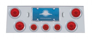 Stainless Steel Rear Center Lt Panel W/ Four 10 Led 4" & Three 13 Led 2 1/2" Flat Lt W/ Bezel - Red Led/Red Lens