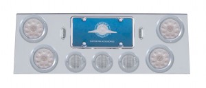Stainless Steel Rear Center Lt Panel W/ Four 10 Led 4" & Three 13 Led 2 1/2" Flat Lt W/ Bezel - Red Led/Clear Lens