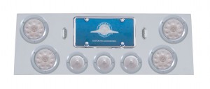 Stainless Steel Rear Center Lt Panel W/ Four 10 Led 4" & Three 13 Led 2 1/2" Bhive Lt W/ Bezel - Red Led/Clear Lens