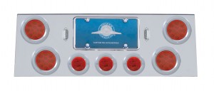 Stainless Steel Rear Center Lt Panel W/ Four 12 Led 4" & Three 13 Led 2 1/2" Flat Lt W/ Bezel - Red Led/Red Lens