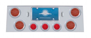 Stainless Steel Rear Center Lt Panel W/ Four 12 Led 4" & Three 13 Led 2 1/2" Beehive Lt W/ Bezel - Red Led/Red Lens