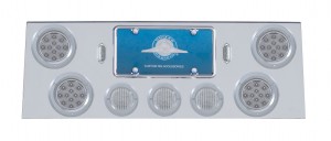 Stainless Steel Rear Center Lt Panel W/ Four 12 Led 4" & Three 13 Led 2 1/2" Flat Lt W/ Bezel - Red Led/Clear Lens