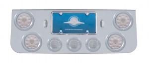 Chrome Rear Center Lt Panel W/ Four 10 Led 4" & Three 13 Led 2 1/2" Flat Lt W/ Bezel - Red Led/Clear Lens