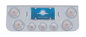 Chrome Rear Center Lt Panel W/ Four 10 Led 4" & Three 13 Led 2 1/2" Bhive Lt W/ Bezel - Red Led/Clear Lens