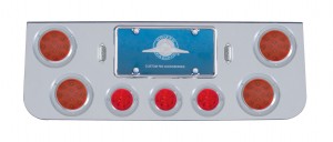 Chrome Rear Center Lt Panel W/ Four 12 Led 4" & Three 13 Led 2 1/2" Beehive Lt W/ Bezel - Red Led/Red Lens