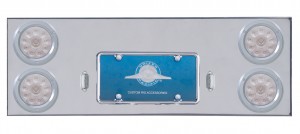 Stainless Steel Rear Center Light Panel W/ Four 10 Red Led 4" Light W/ Bezel - Clear Lens
