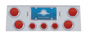 Stainless Steel Rear Center Lt Panel W/ Four 7 Led 4" & Three 13 Led 2 1/2" Flat Lt W/ Bezel - Red Led/Red Lens