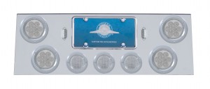 Stainless Steel Rear Center Lt Panel W/ Four 7 Led 4" & Three 13 Led 2 1/2" Flat Lt W/ Bezel - Clear Led/Clear Lens