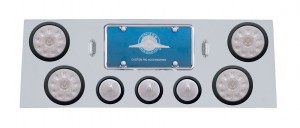 Stainless Steel Rear Cntr Lt Pnl W/ Four 10 Led 4" & Three 13 Led 2 1/2" Bhive Lt W/ Grommet - Red Led/Clear Lens