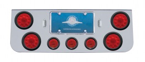 Chrome Rear Cntr Lt Pnl W/ Four 10 Led 4" & Three 13 Led 2 1/2" Flat Lt W/ Grommet - Red Led/Red Lens