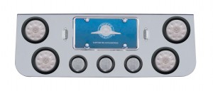 Chrome Rear Cntr Lt Pnl W/ Four 10 Led 4" & Three 13 Led 2 1/2" Flat Lt W/ Grommet - Red Led/Clear Lens
