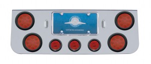 Chrome Rear Cntr Lt Pnl W/ Four 12 Led 4" & Three 13 Led 2 1/2" Flat Lt W/ Grommet - Red Led/Red Lens