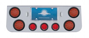 Chrome Rear Cntr Lt Pnl W/ Four 12 Led 4" & Three 13 Led 2 1/2" Bhive Lt W/ Grommet - Red Led/Red Lens