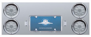 Stainless Steel Rear Center Light Panel W/ Four 10 Led 4" Light W/ Visor - Red Led/Clear Lens