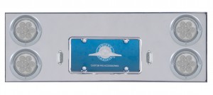 Stainless Steel Rear Center Light Panel W/ Four 7 Red Led 4" Light W/ Visor - Clear Lens