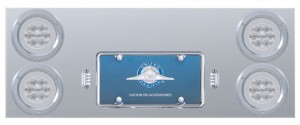 Stainless Steel Rear Center Light Panel W/ Four 21 Led 4" Halo Light W/ Bezel - Red Led/Clear Lens