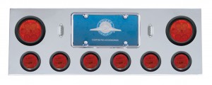 Stainless Steel Rear Center Lt Panel W/ Two 7 Led 4" & Six 13 Led 2 1/2" Flat Lt W/ Grommet - Red Led/Red Lens