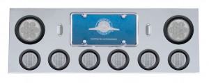 Stainless Steel Rear Center Lt Panel W/ Two 7 Led 4" & Six 13 Led 2 1/2" Flat Lt W/ Grommet - Red Led/Clear Lens