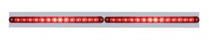 Led Chrome Top Mud Flap Plate With 14 Red Led Light Bar X 2 - Red Lens