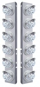 (2/Bulk) Stainless Steel Peterbilt 12 Led Cutout A/C Bracket W/ 17 Amber Led Clear W/Reflector Dual Function Cab Lt & Cr Vsr - Clear Lens