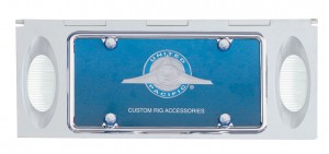Stainless Steel One License Plate Holder With Two 16 Amber Led "Phantom I" Lights - Clear Lens