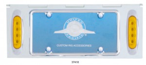 Stainless Steel One License Plate Holder With Two 4 Amber Led Reflector Lights - Amber Lens