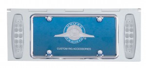 Stainless Steel One License Plate Holder With Two 10 Amber Led Reflector Lights - Clear Lens
