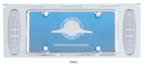 Stainless Steel One License Plate Holder With Two 12 Amber Led Rectangular Lights - Clear Lens