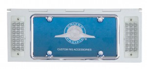 Stainless Steel One License Plate Holder With Two 21 Amber Led Rectangular Lights - Clear Lens